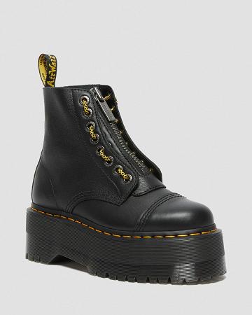 Dr Martens Sinclair Max Pisa Leren Platform Laarzen Dames Zwart | NL 526UZG